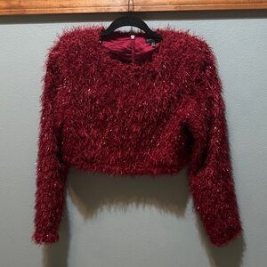 JLUXLABEL Sweater Medium maroon/silver sparkle
